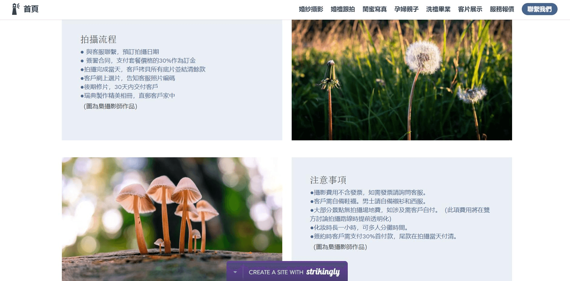 圖片取自Strikingly用戶網站 圖片取自Strikingly用戶網站